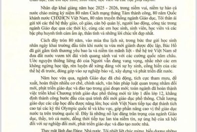 Thư của Chủ tịch nước Lương Cường gửi ngành Giáo dục nhân dịp khai giảng năm học 2025-2026